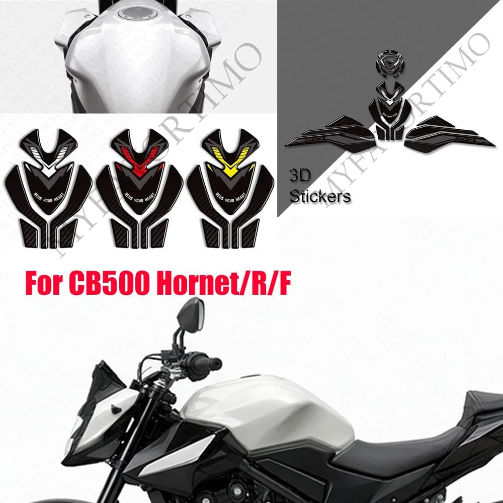 Motorcycle 3D Soft Epoxy Gel Resin Stickers Decals Kit Tank Pad Fuel Cap Knee Protector For Honda CB500 Hornet R CB500F CB500R C
