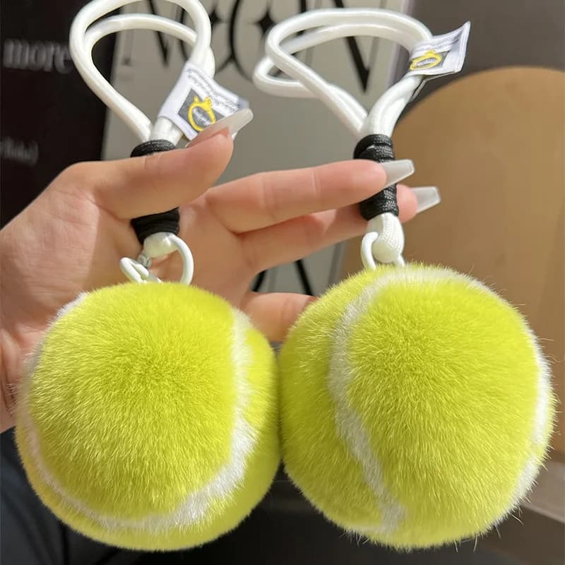 Simpatico piccolo tennis imitazione pelo di coniglio Rex portachiavi per auto da tennis ciondolo in peluche borsa da scuola regali appesi