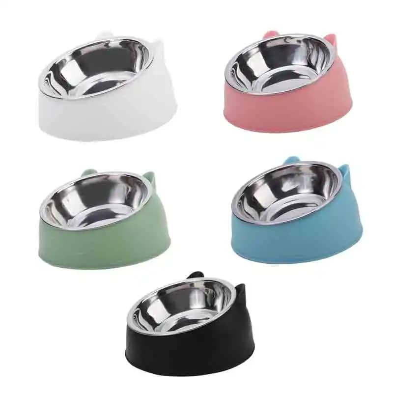 Ciotola per Gatti e Cani da 100ML, Inclinata a 15 Gradi, Base Antiscivolo, Alimentatore per Cibo e Acqua, Protezione Collo, Accessori per Animali Domestici