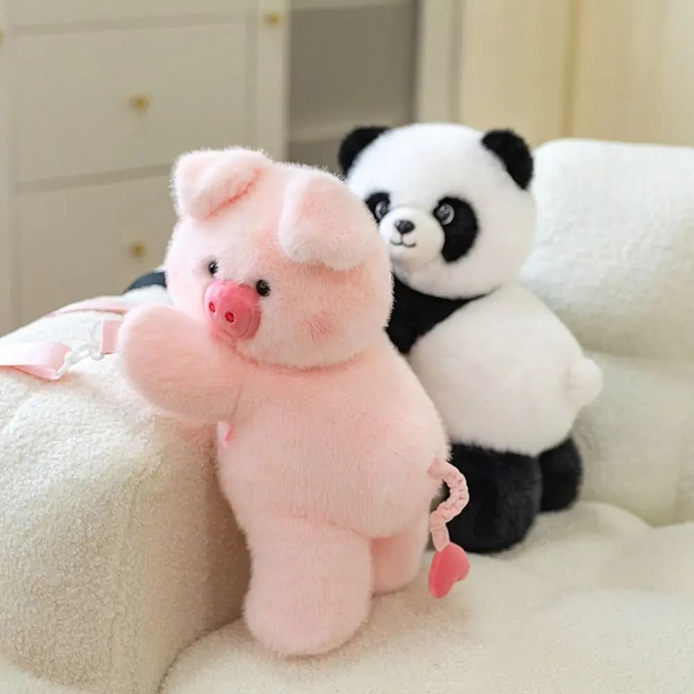 New Large Capacity Panda Bag Comfortable Touch Stuffed Animal Stuffed Panda Bag Cute Cartoon Shoulder Bag School