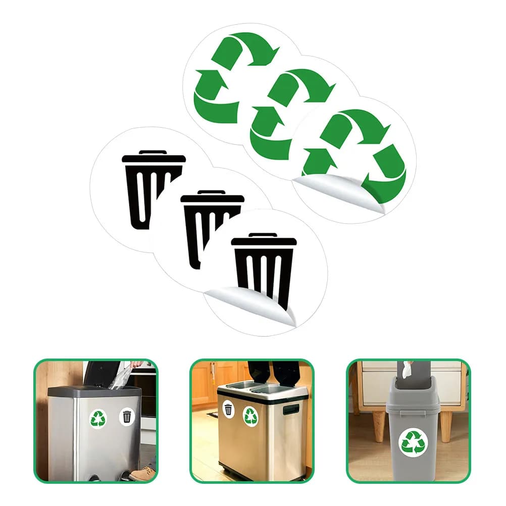 3Sets Garbage Sort Labels Waterproof PVC Recycling Stickers Easy Use Adhesive Trash Can Decals for Bins Recycle Sticker