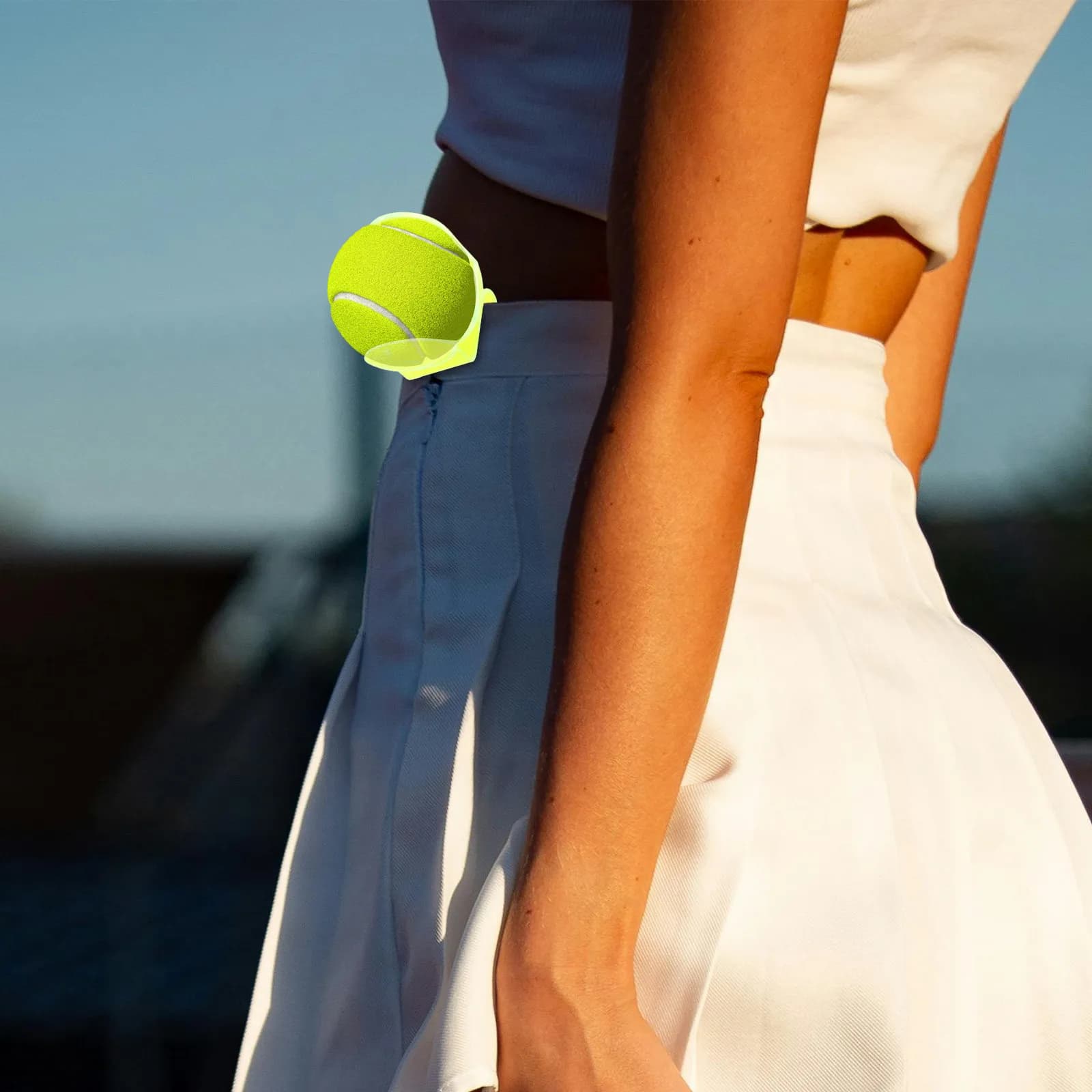 2 Pezzi Clip Porta Palline da Tennis Giallo Fluorescente, Porta Palline da Tennis Portatile da Cintura per un Allenamento Efficiente