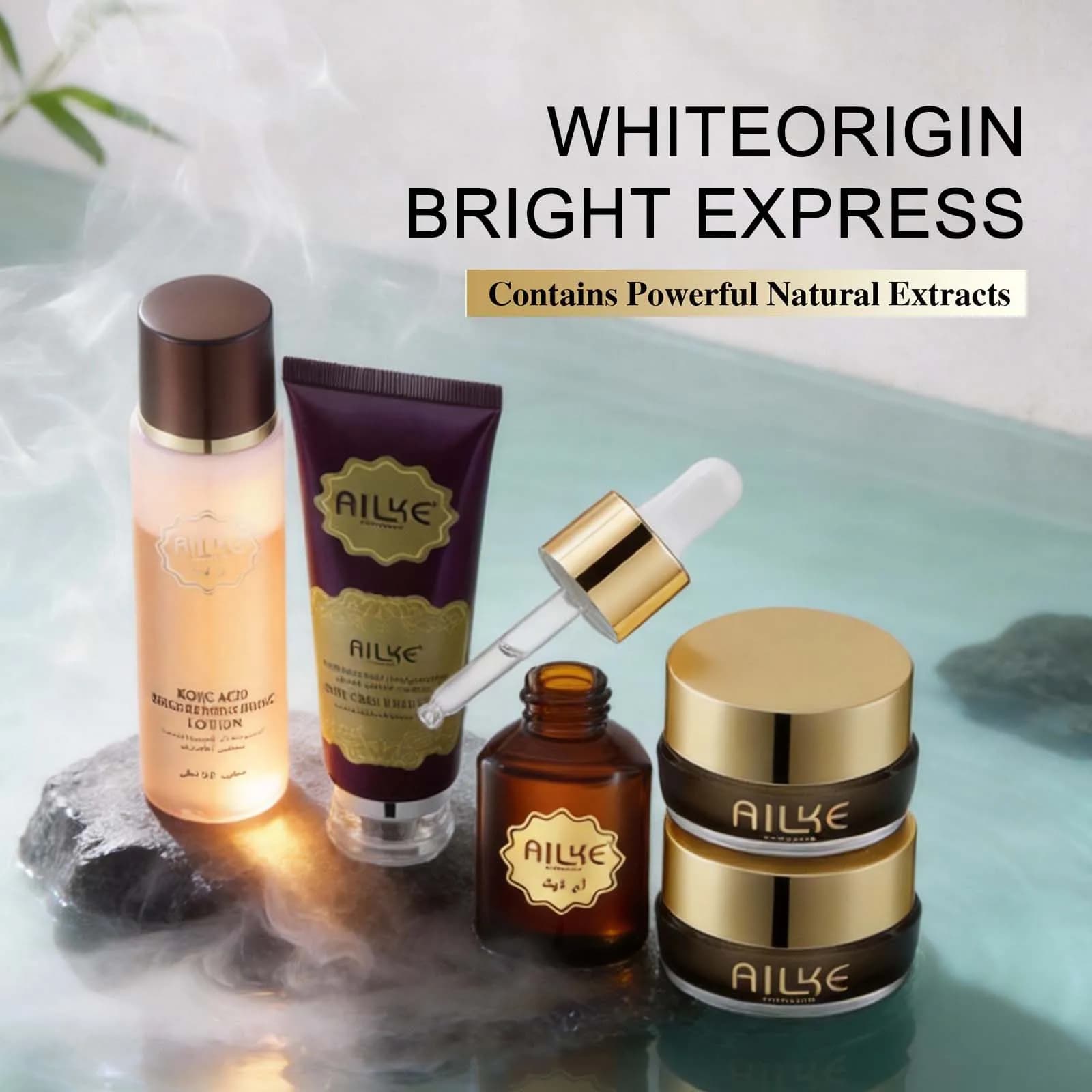 AILKE Whitening face care set, clean skin, whitening face cream day and night, removes dark spots, freckles, melanin, stains