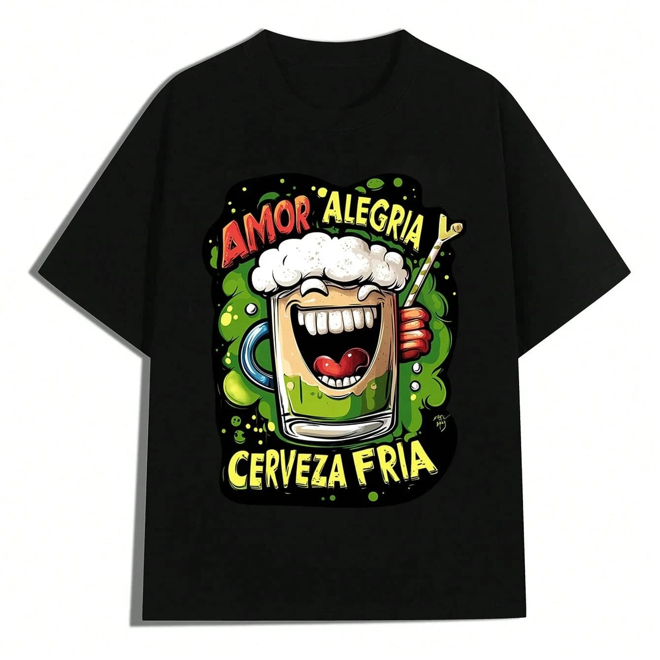 T-shirt da uomo colorata con design a tazza di birra felice da uomo, per cento magliette in cotone per Natale, streetwear, magliette estive