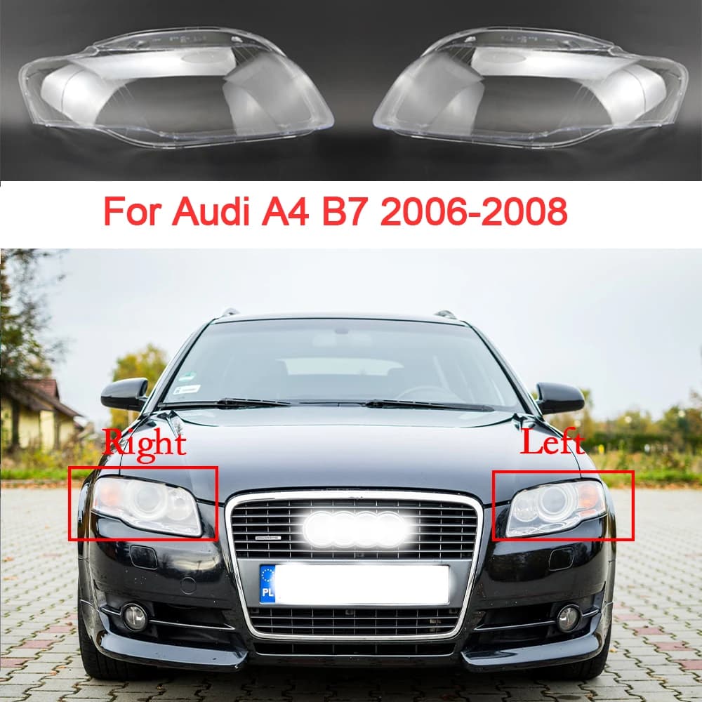 Car Headlight Cover Left/Right For Audi A4 B7 2006 2007 2008 Replacement Transparent Headlamp Shell Cover Lens Car Accessoires