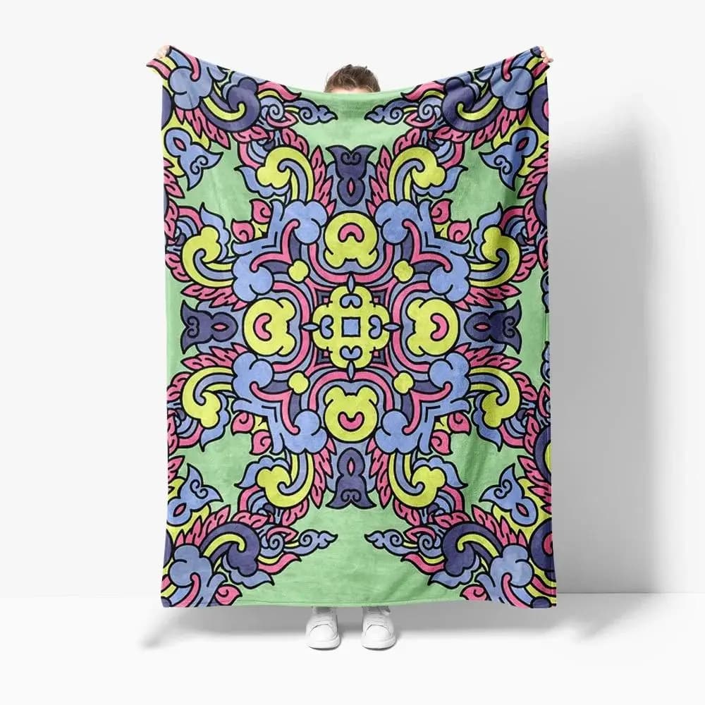 Vibrant Floral Paisley Throw Blanket for Sofa Bed Decor Soft Cozy Blanket for Kids Teens Home Decor Gift with Cushion Cover