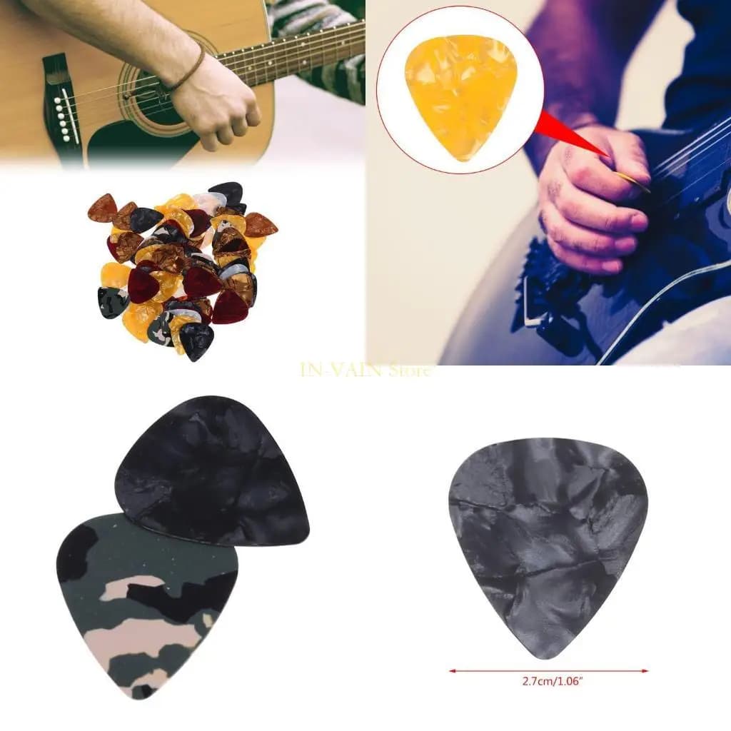 M5tc Guitar Pick Plectrum 100pcs per strumenti celluloide triangolare 0,46 mm casuali Col