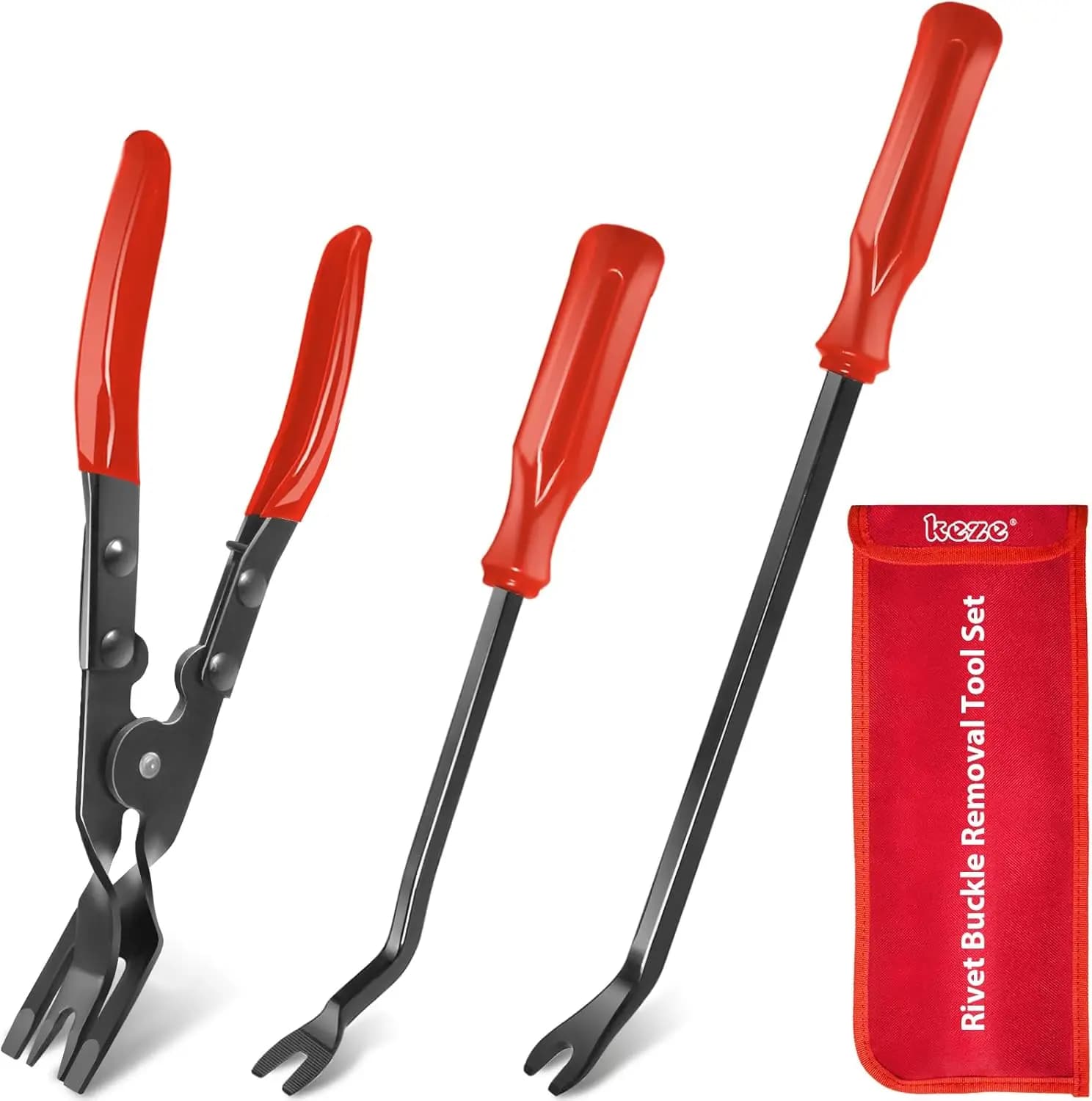 Set di 3 Pinze per Clip Auto e Kit di Rimozione Fissaggi per Finiture Auto, Cruscotto e Fissaggi in Plastica con Borsa Portaoggetti