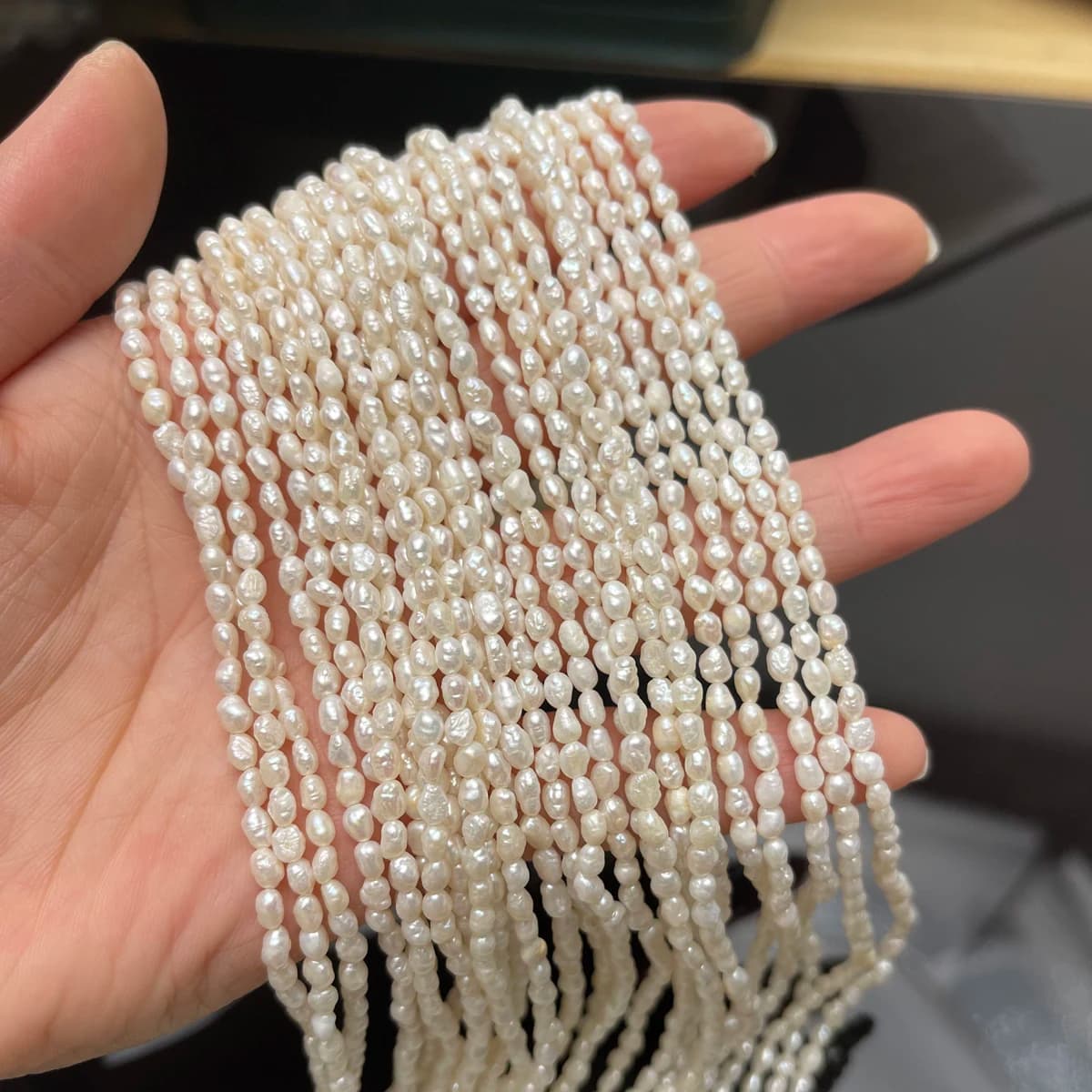 Natural Freshwater White Rice-shaped Pearl Spacer Beads 3-4mm Loose Beads for DIY Jewelry Making Women's Necklace Bracelet Acces