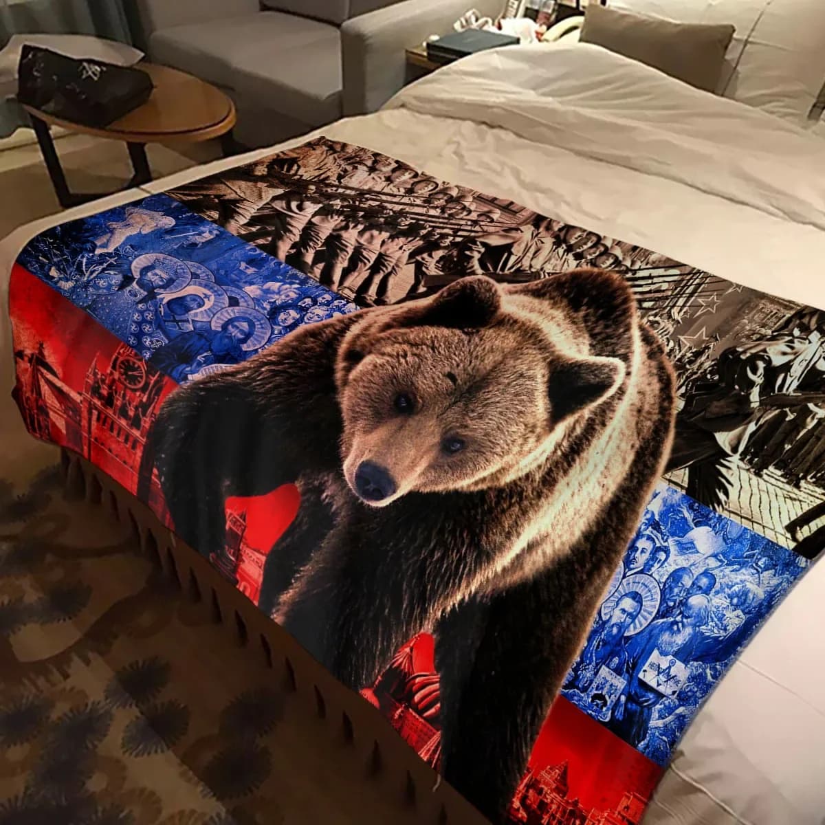 Russian Pride Bear CCCP coperta da tiro urss Russia sovietica soggiorno camera da letto copridivano copriletto flanella morbida vittoria coperta