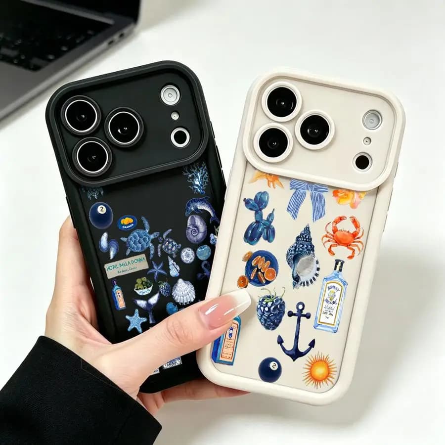 Phone Cover Case for Apple iPhone 17 Pro Max 14 Plus 16 Air 12 16e 15 11 XS XR 13 Mini Creative Ocean Elements