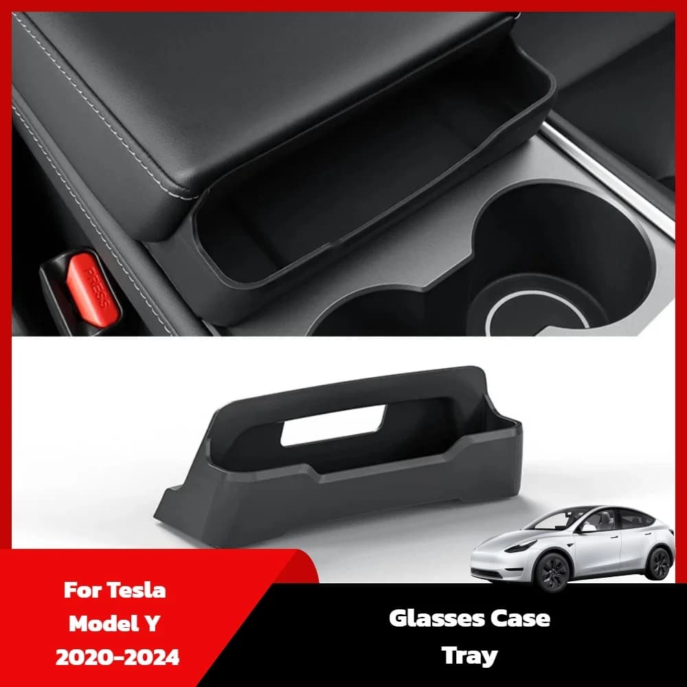 Portaocchiali per Tesla Model Y, Vassoio Organizzatore per Bracciolo Centrale, Porta Occhiali da Sole, Carte e Chiavi, Accessori Interni in Silicone