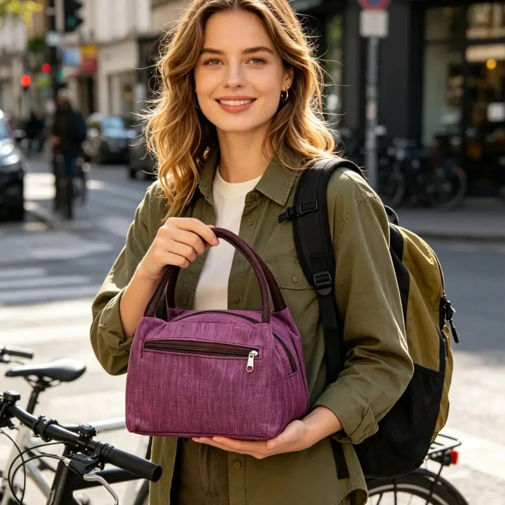 Borsa Termica Portatile Apribile in Oxford Ispessito, Impermeabile, Contenitore Isolato per Alimenti, Anti-perdita, per Lavoro, Viaggi, Mamma