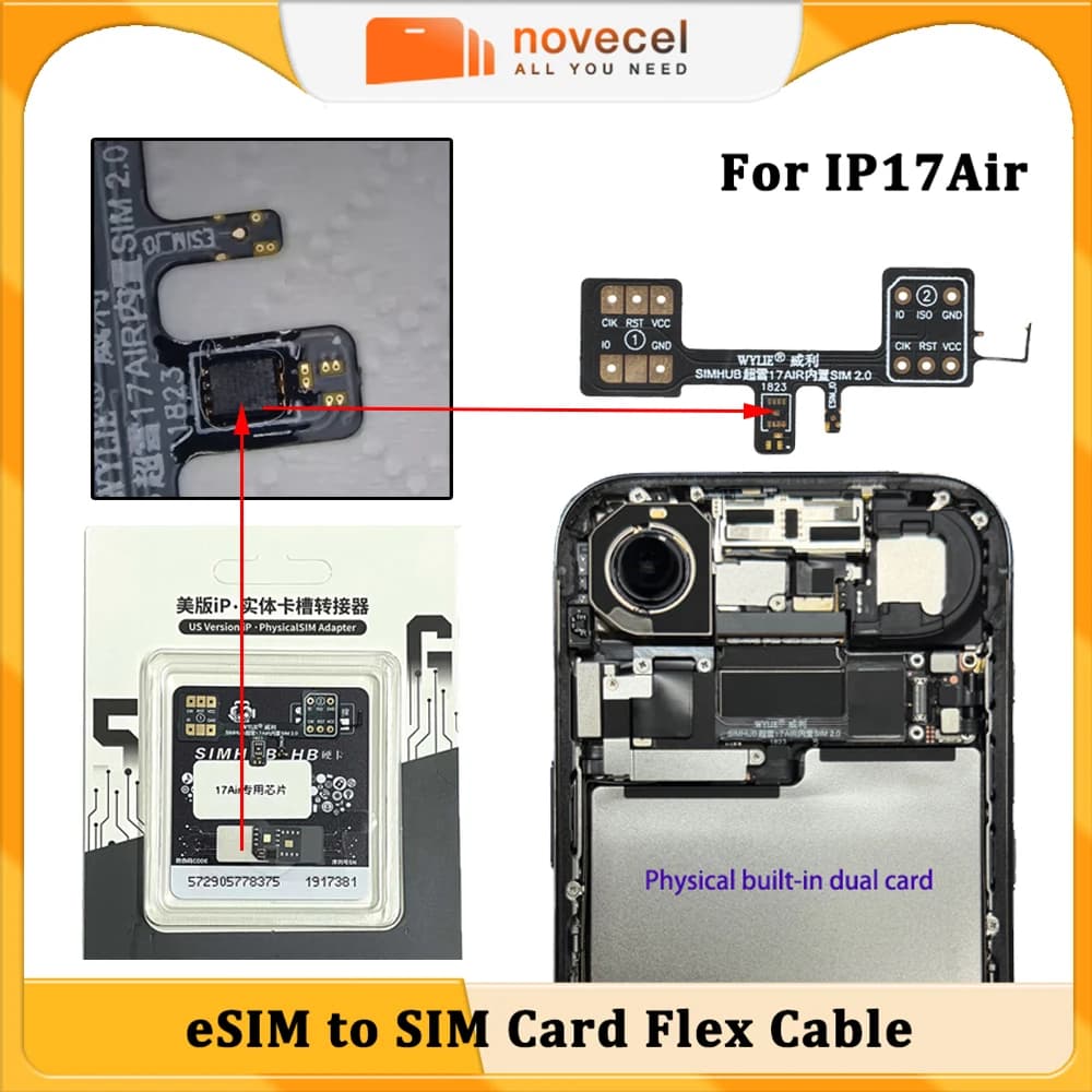 Cavo Flex per iPhone 17 Air Versione USA, Conversione a Dual SIM Integrata + eSIM, Soluzione IC Super Snow Integrata MEP per Riparazione