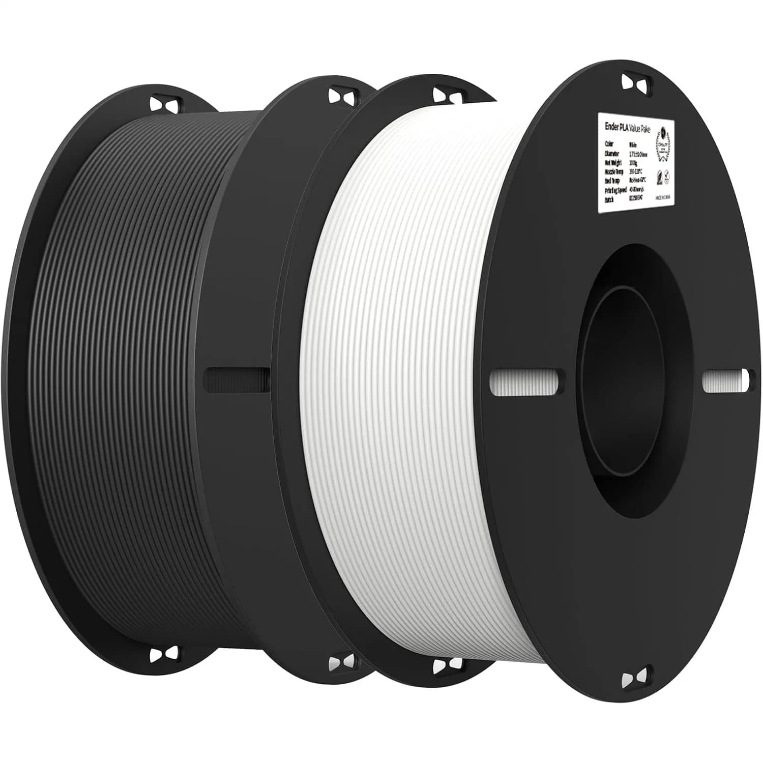 Filamento PLA 1.75mm, Confezione da 2kg Nero e Bianco per Stampa 3D, Senza Grovigli, Forte Adesione, Prestazioni di Sovrapposizione e Precisione Elevate