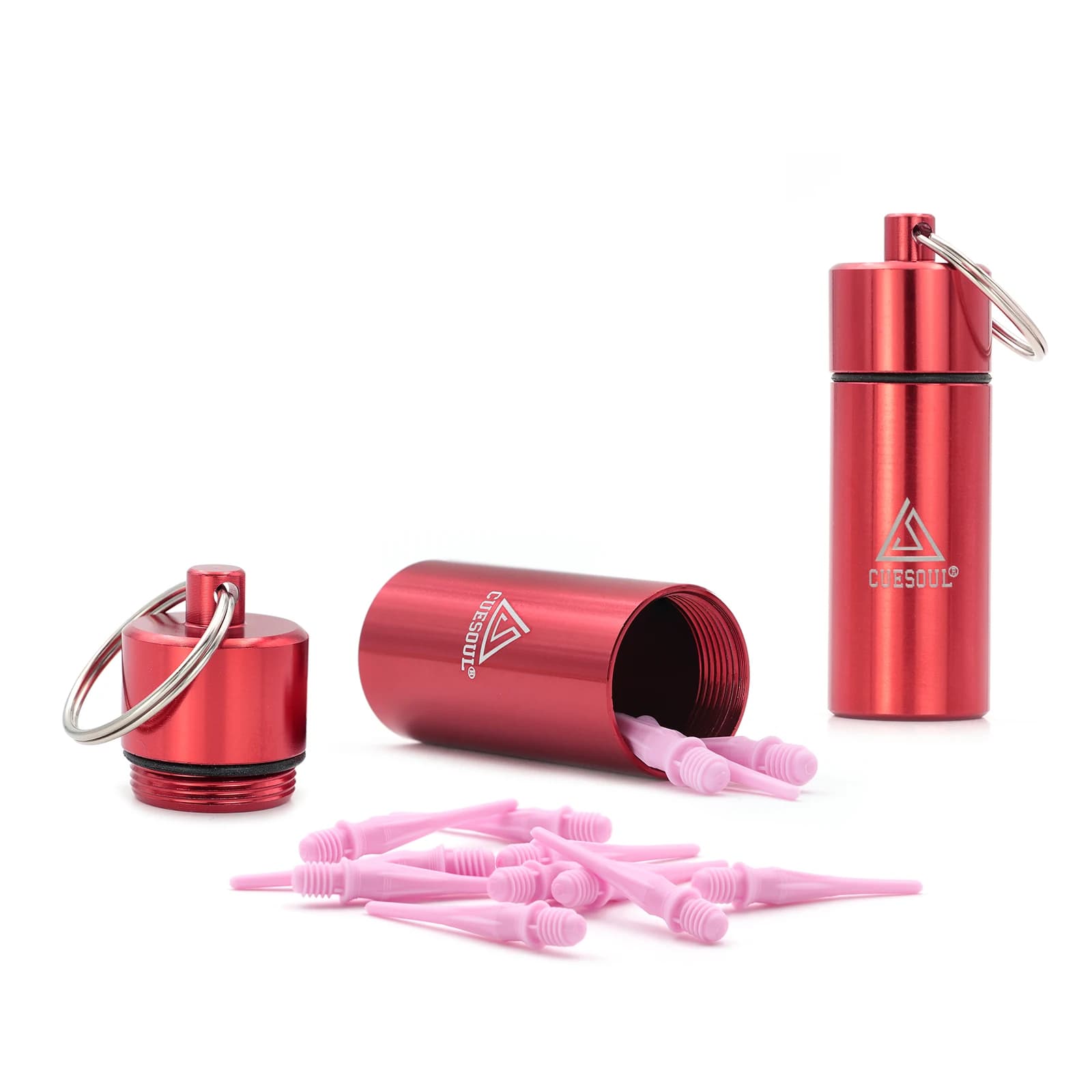 CUESOUL Tubo di stoccaggio in lega con punte morbide per freccette portatili rosso con 12 punte morbide rosa TOUCH POINT