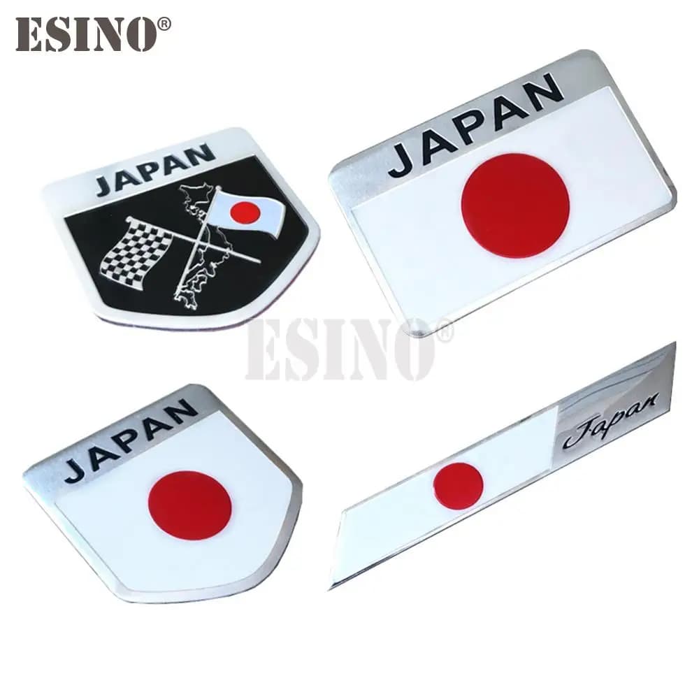 Car Styling Bandiera nazionale giapponese 3D Metallo cromato Lega di alluminio Emblema decorativo Adesivo distintivo Decalcomania Accessorio automatico