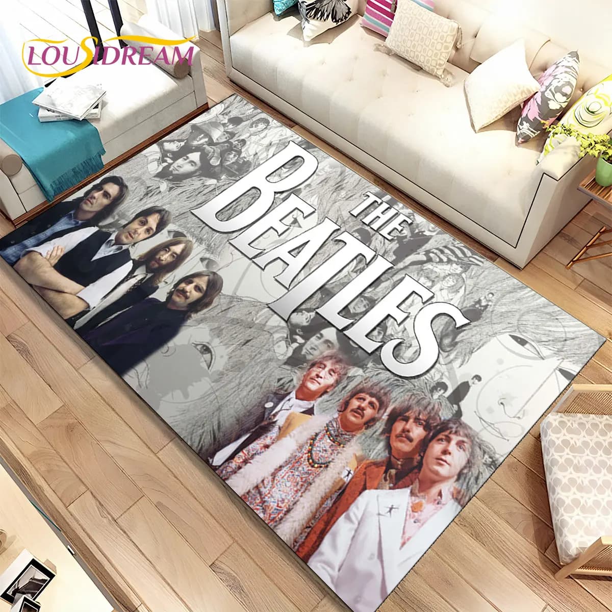 3D B-Beatles Rock Band carpet, living room carpet, bedroom, sofa, decorative tirbino, children's non-slip mat