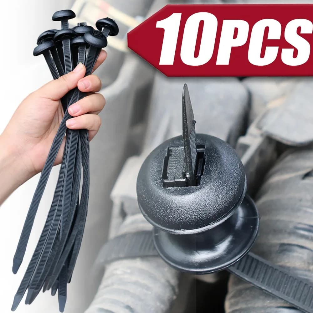Fascette per cavi autobloccanti in nylon resistente Cablaggio per auto Organizzatore per linea freno Fibbia per fascette per cavi con testa d'aereo regolabile nera