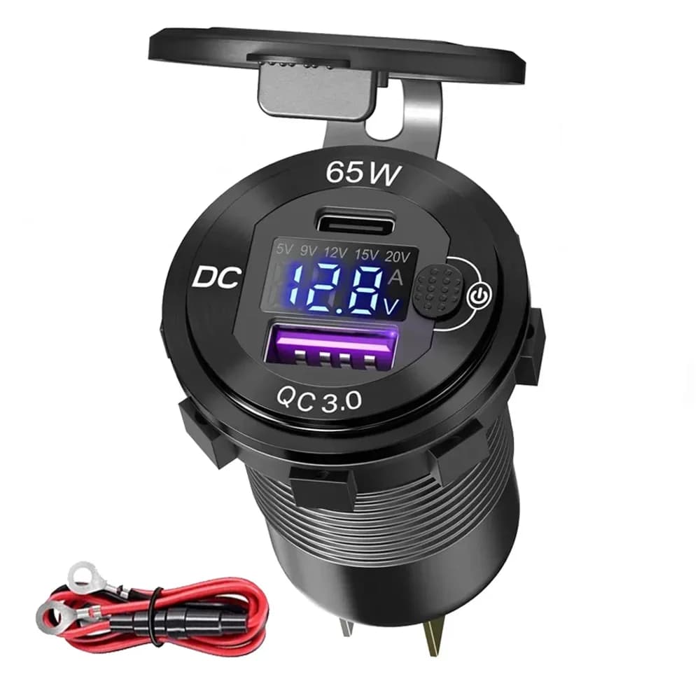Presa di corrente per caricabatteria da auto USB 12V/24V con interruttore PD e caricabatterie di ricarica rapida QC3.0 per auto camper barche moto