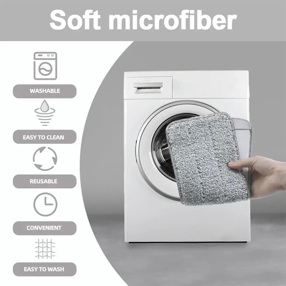 3 Pezzi di Ricambio per Mop, Panni Piatti in Fibra per Pulizia, Facili da Pulire, Riutilizzabili e Lavabili per Pavimenti in Legno, Piastrelle, Pietra e Cemento
