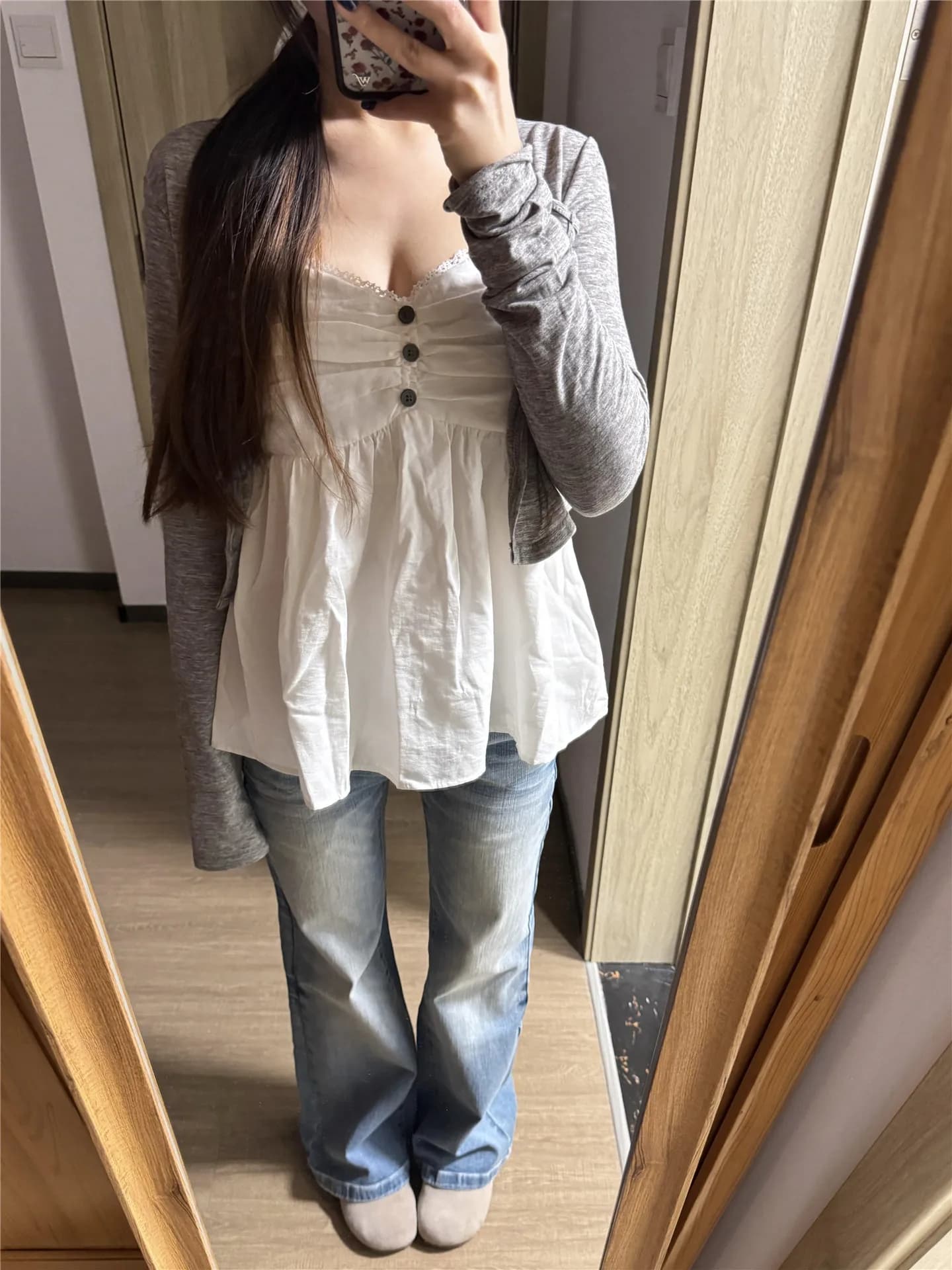 Jeans a Zampa Lavati da Donna, Modellanti, a Vita Alta o Media, Lunghi, in Cotone Morbido, Colore Intenso, Primavera Estate, Casual