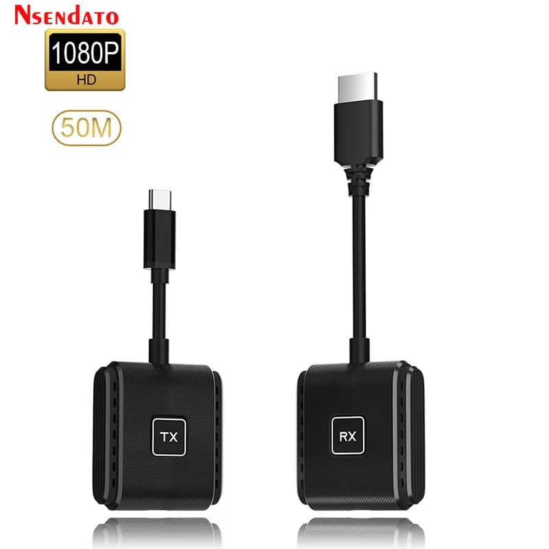 Extender HDMI Wireless, Trasmettitore e Ricevitore Video WiFi 50M 1080P 60Hz, Adattatore Dongle per Condivisione Schermo HDMI WiFi per TV e PC