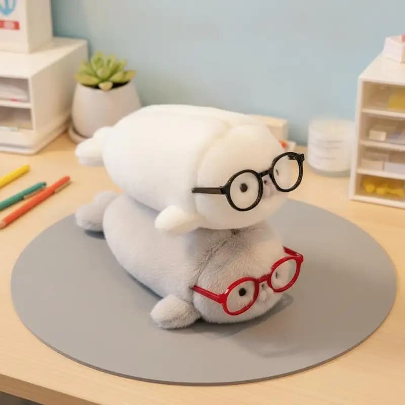 Cute Seal Stuffed Doll Pencil Case Large Capacity Plush Stationery Storage Bag for Kids Travel Use