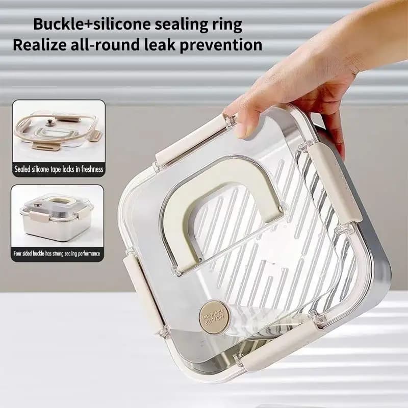 Contenitore per alimenti in acciaio inossidabile, contenitore per alimenti portatile con chiusura ermetica, con maniglia, resistente al calore, per frutta, uso esterno