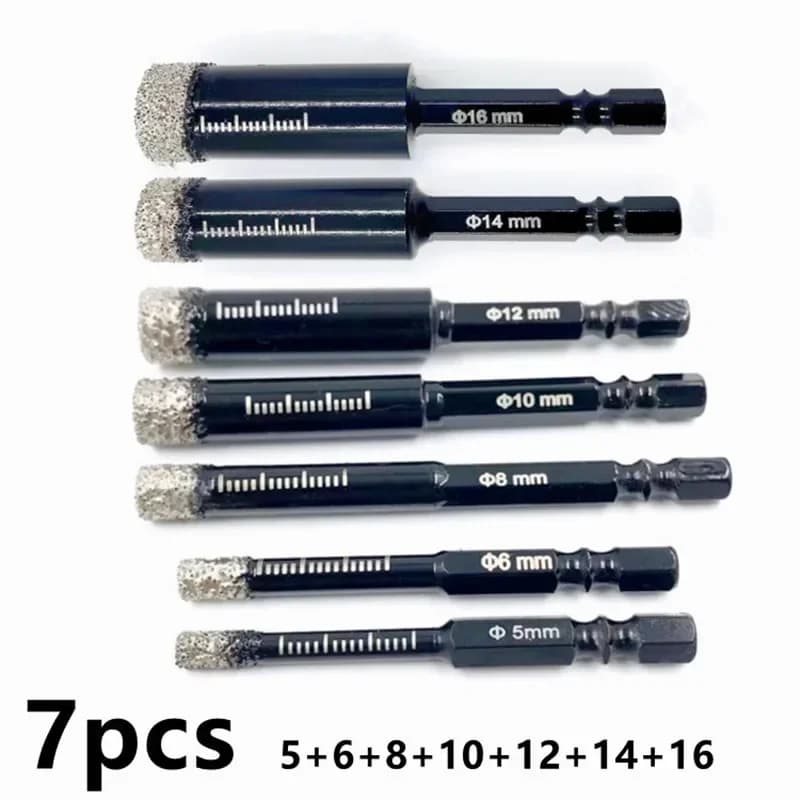 Punta da trapano per piastrelle in ceramica a secco brasata con codolo esagonale da 5-16 mm, per marmo, granito, per piastrelle vetrificate, punta da trapano diamantata, sega a tazza