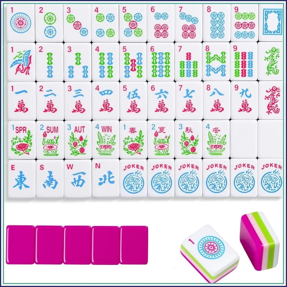 Engraved American Mahjong Set, 166 Acrylic Tiles with Bag & Accessories