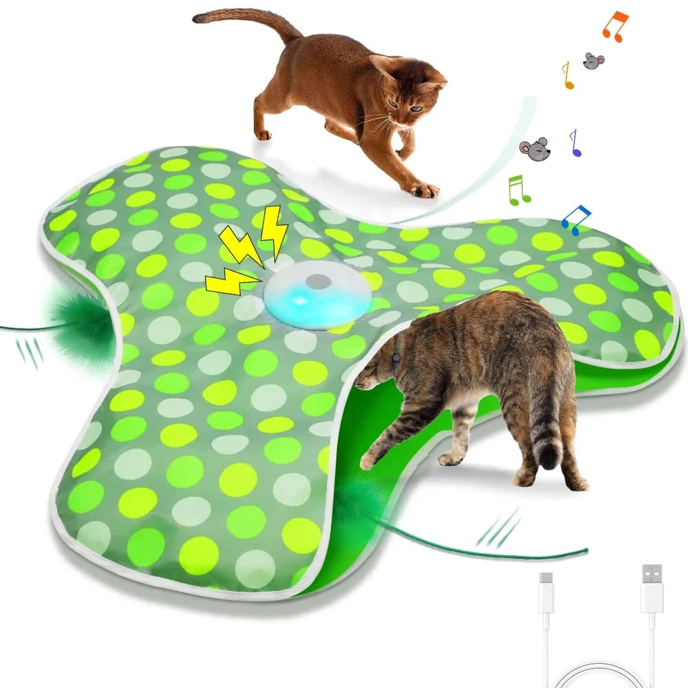 Intelligent Interactive Toy for cats Hide & Seek - Cigulant Mouse activated by movement with hidden feather teaser for kittens