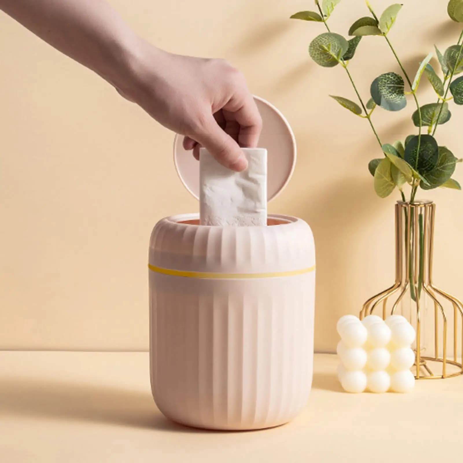 Cestino da Tavolo per Rifiuti con Coperchio, Design Creativo e Lussuoso, per Scrivania e Bancone