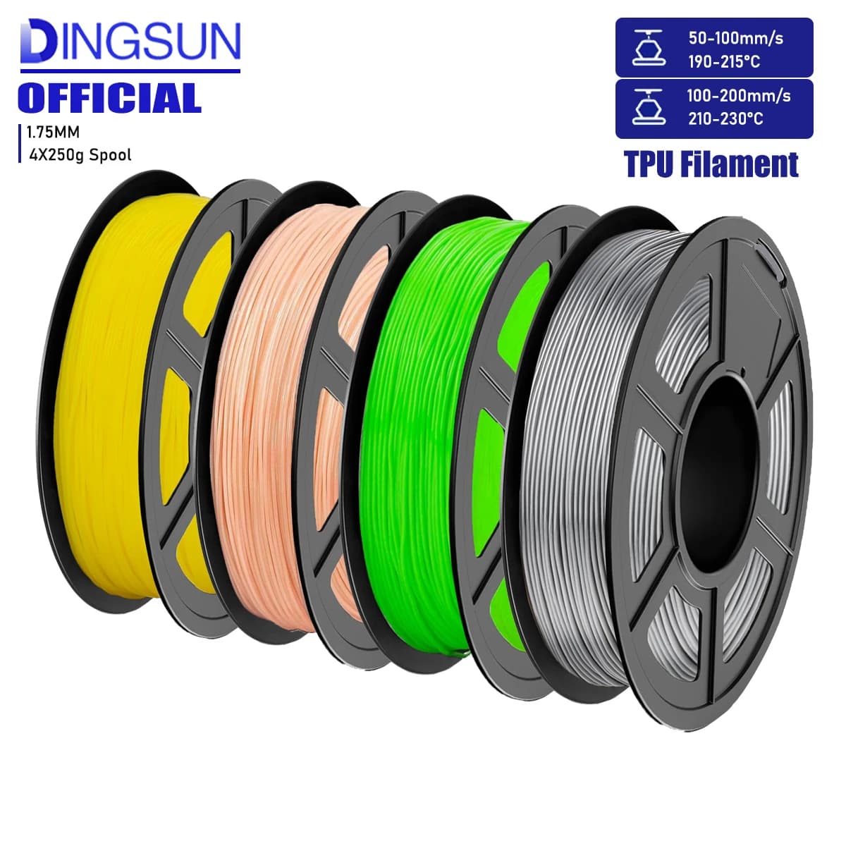 Filament DINGSUN TPU 1,75 mm, flexible 3D printing filament 98A 250 g/500 g/1000 g