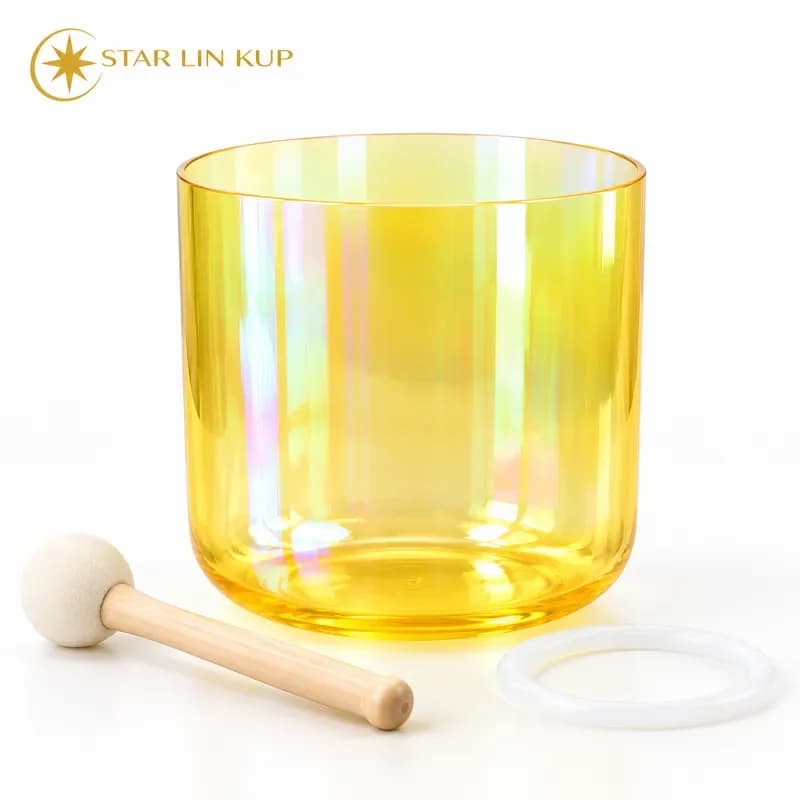 STAR LIN KUP Thickened Orange Transparent Aurora Crystal Singing Bowl High Quality Alchemy Sound Healing Meditation Chakra