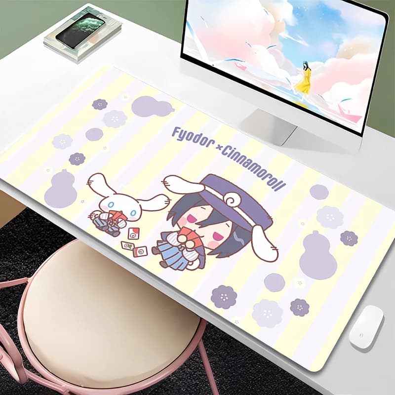 Game mouse mat 90x40 cm Cinnamoroll Anime for PC, computer, gamer, desk mat for CS GO, office, laptop, mouse mat with blockable edge Kawaii