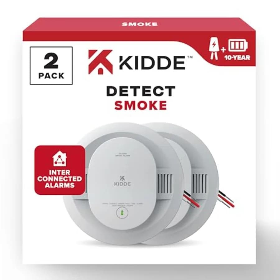 Rilevatore di Fumo Cablato con Batteria di 10 Anni di Durata, Interconnettibile, Luci LED di Stato, Allarme 85 dB, 5 Pollici, 20SA10, Confezione da 2