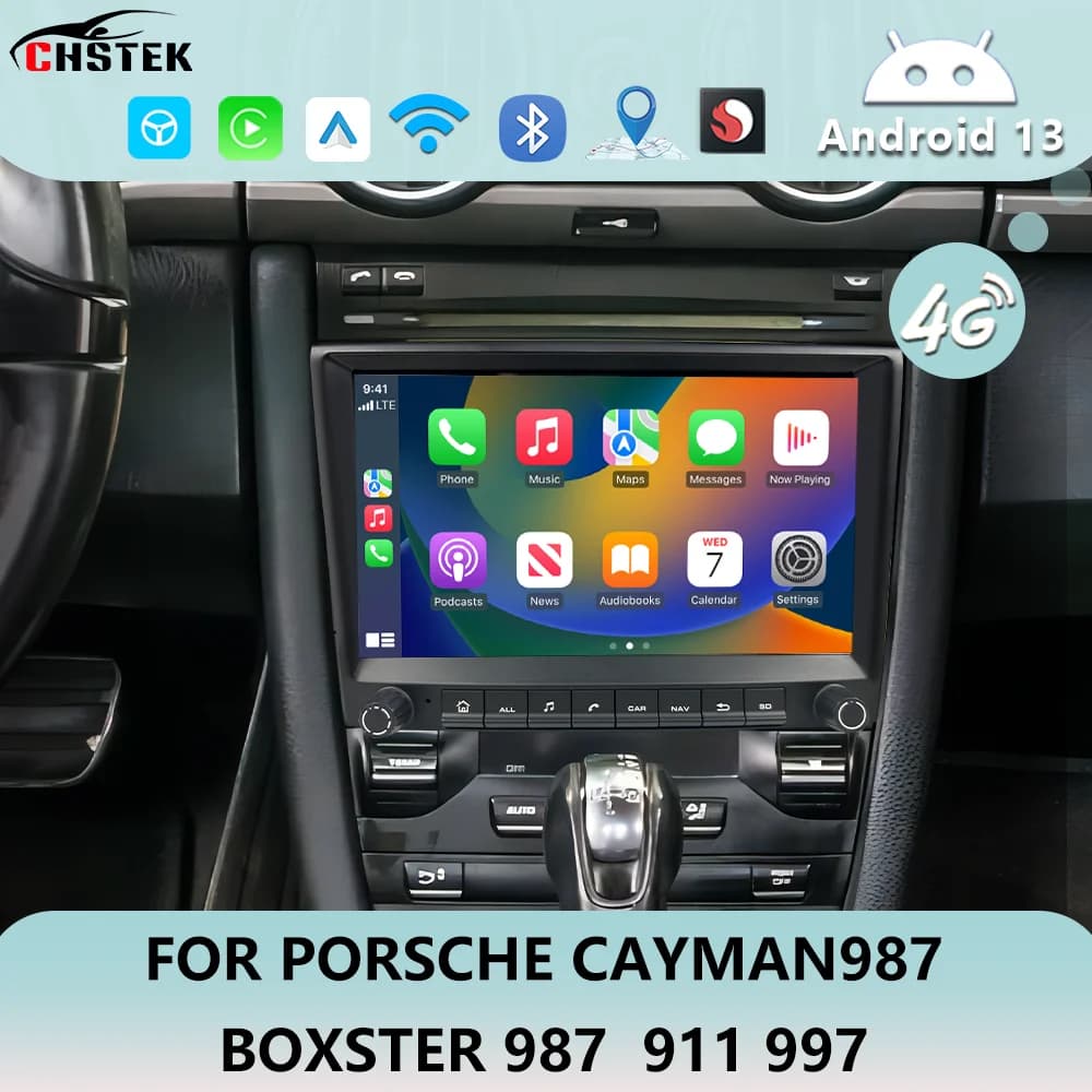 CHSTEK Radio Wireless Carplay For Porsche 911 997 Boxster Cayman 987 Android 13 Qualcomm Multimedia Player 4G Navigation Stereo