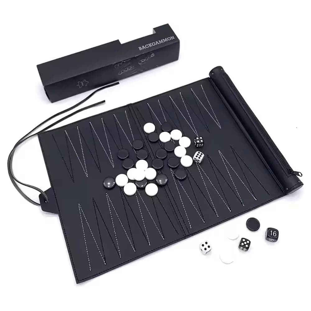 Giochi di Backgammon Portatili, Giochi da Tavolo da Viaggio per Adulti e Bambini, Scacchiera Classica Pieghevole in Pelle PU