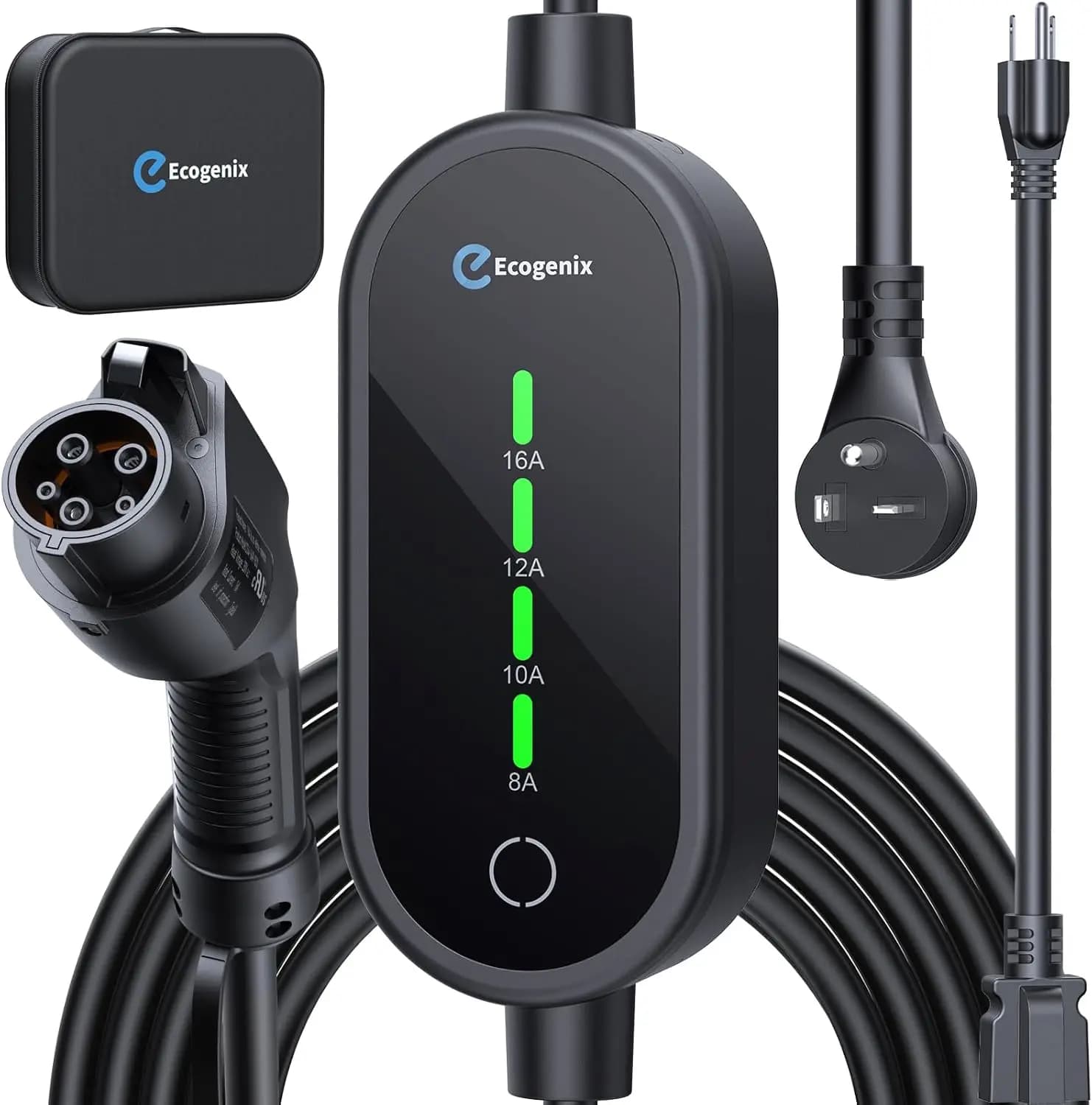 1/2 level electric vehicle charger with adjustable current, universal compatibility for all J1772 electric vehicles, 21-foot cable