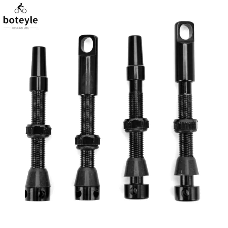Valvole Presta Tubeless per bicicletta da 44/48mm Stelo valvola Presta in lega leggera Nucleo in ottone anodizzato lavorato CNC per bici da strada MTB Nero