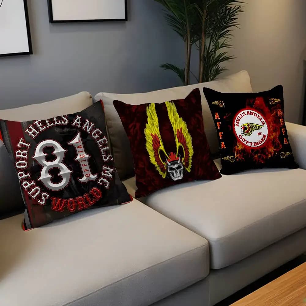 Club Hells A-Angels Logo Personalized Pillow Cover Kids Bedroom Wild Party Decor Pillowcase Kid Birthday Shower Gift