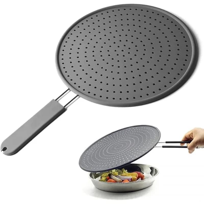 Kitchen Silicone Sprinkle Screen for Shelf Protection with Handle Oil Sprinkle Protection Gasket for Heat Resistant Exhaust Board