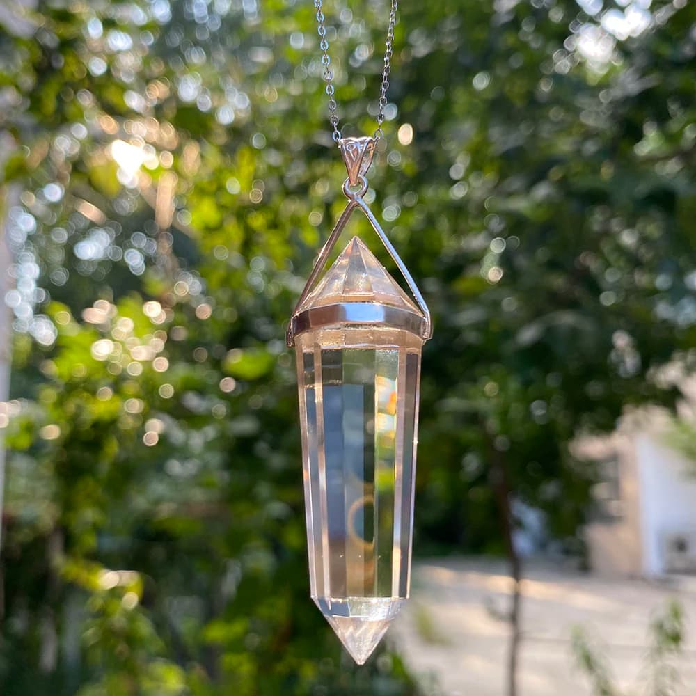 Unit One Piece 925Silver With Natural Clear Quartz Spirit Healing Crystal Vogel Wand Pendulum Necklace Pendant For Gift