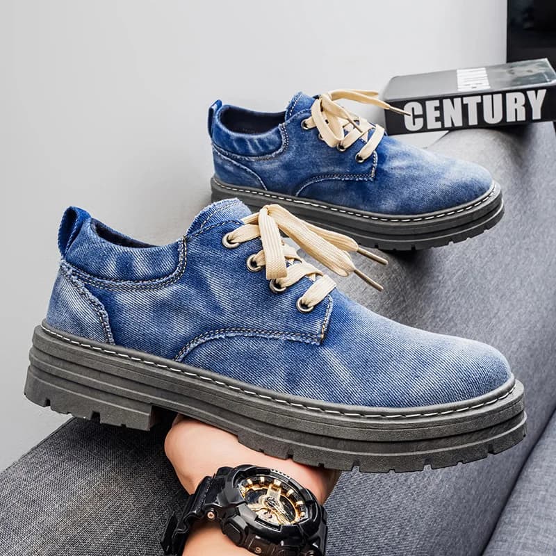 Scarpe da Lavoro Casual in Denim da Uomo Primavera 2026, Stivali da Arrampicata Outdoor Taglie Grandi, Nuovo Stile Calzature Giovanili Comode per il Tempo Libero