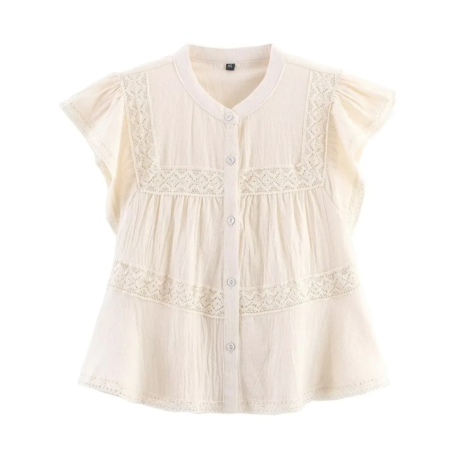 Top stile vacanza in pizzo all'uncinetto Gonna a fila singola da donna estiva Top da vacanza lavorato a maglia con gancio a fiore dritto e girocollo multi-buled
