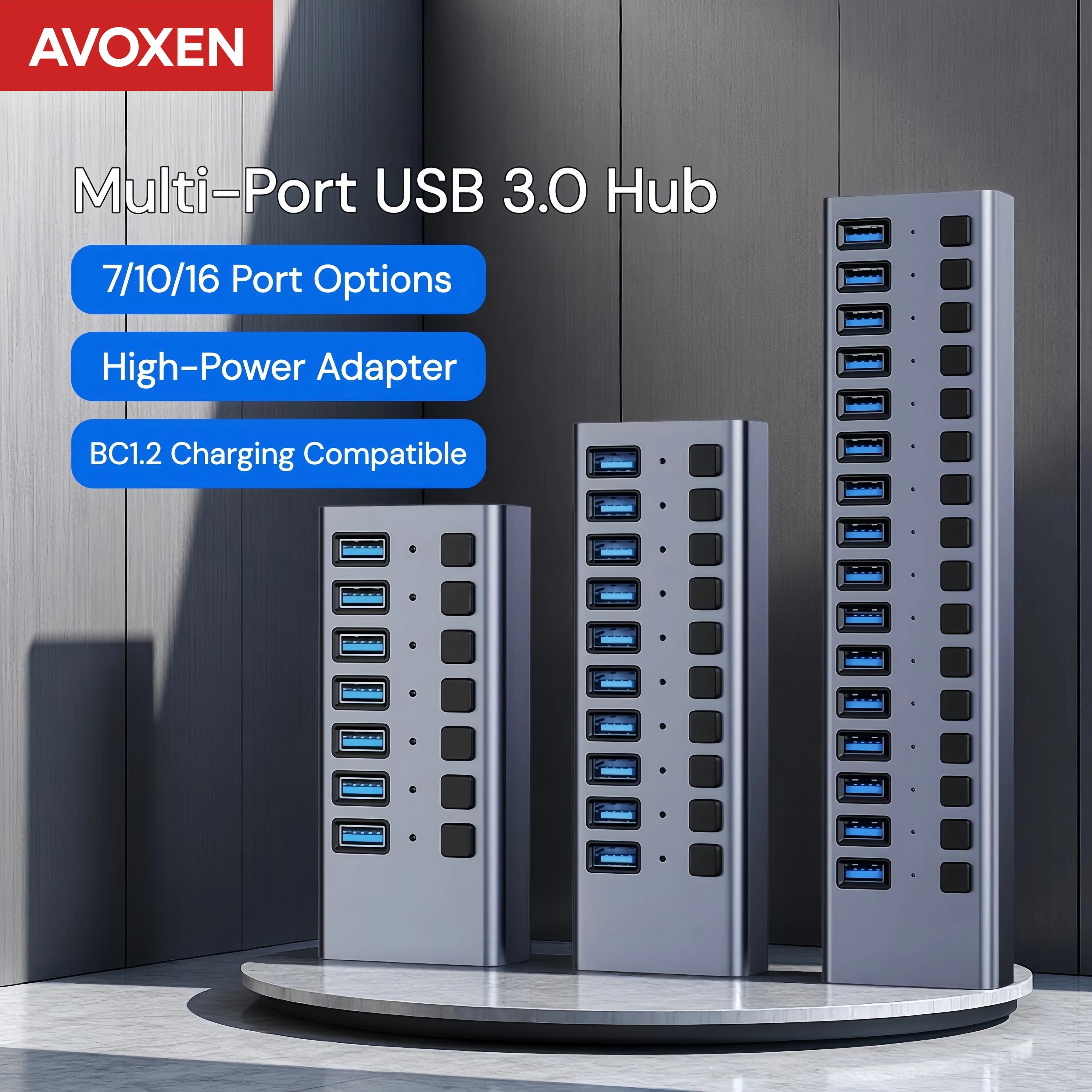 Hub USB 3.0 Multiporta ad alta velocità 16 10 7 porte Interruttore on/off con alimentatore Adattatore splitter USB Estensione porta multipla