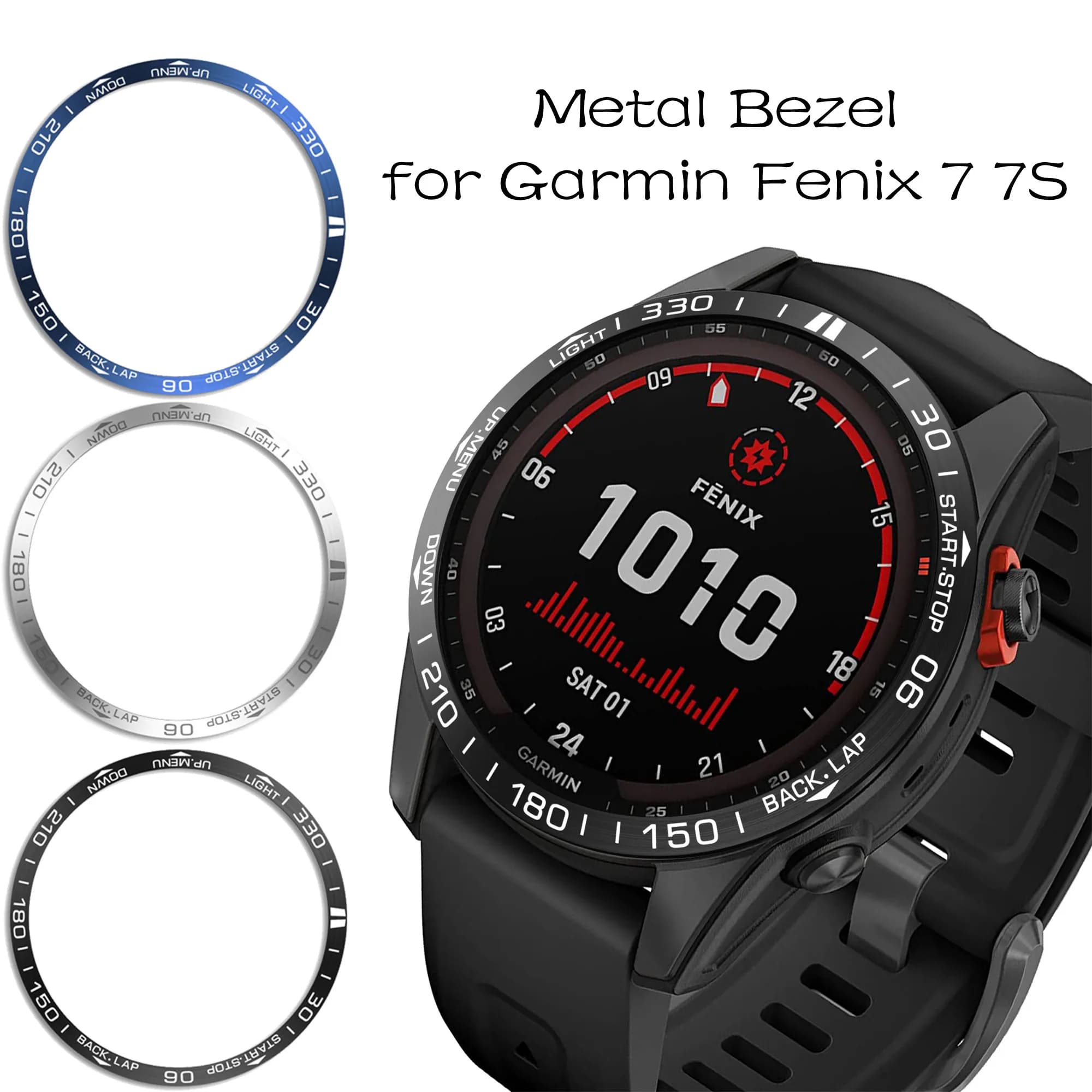 Cornice in metallo per Garmin Fenix 7 7X 7S Smart watch Cover Custodia adesiva sportiva per Fenix 7 7X 7S Anello paraurti Copertura in acciaio