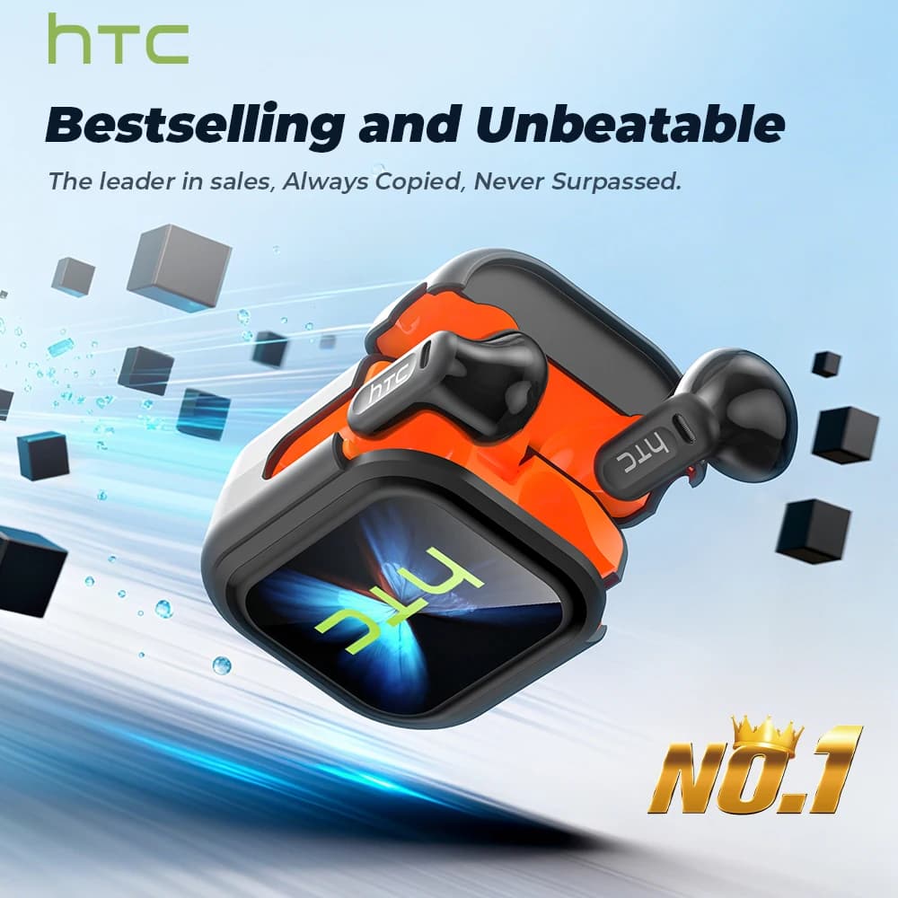 Auricolari Bluetooth HTC NE20 True Wireless, Bluetooth 6.0 TWS, Display LCD, Audio HiFi con Bassi Profondi, Cuffie con Connettore Type-C