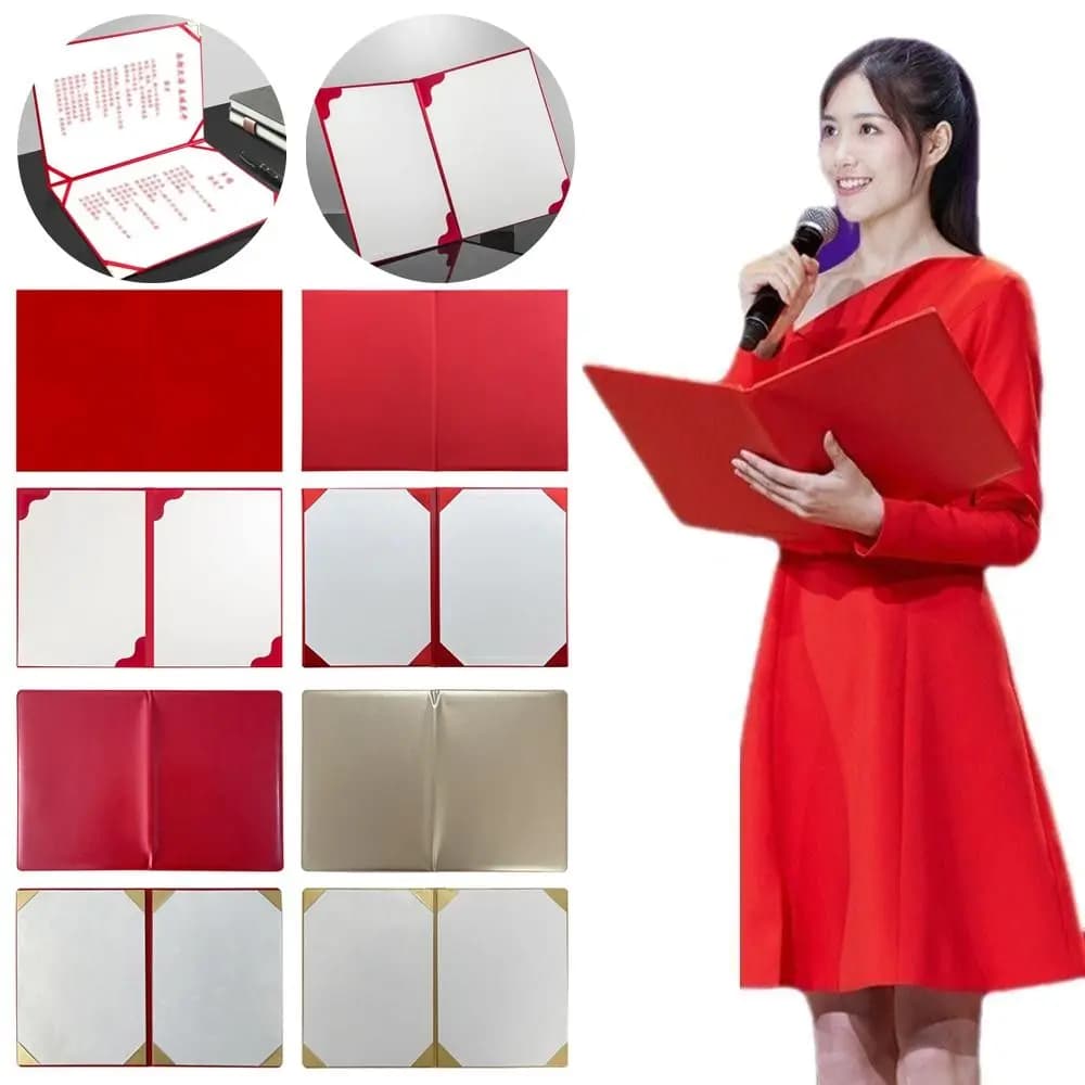1Pcs New Surface A3 A4 Paper Hardcover Thicken Gold Certificate Cover Red PU Leather File Page Folder Signing Contract